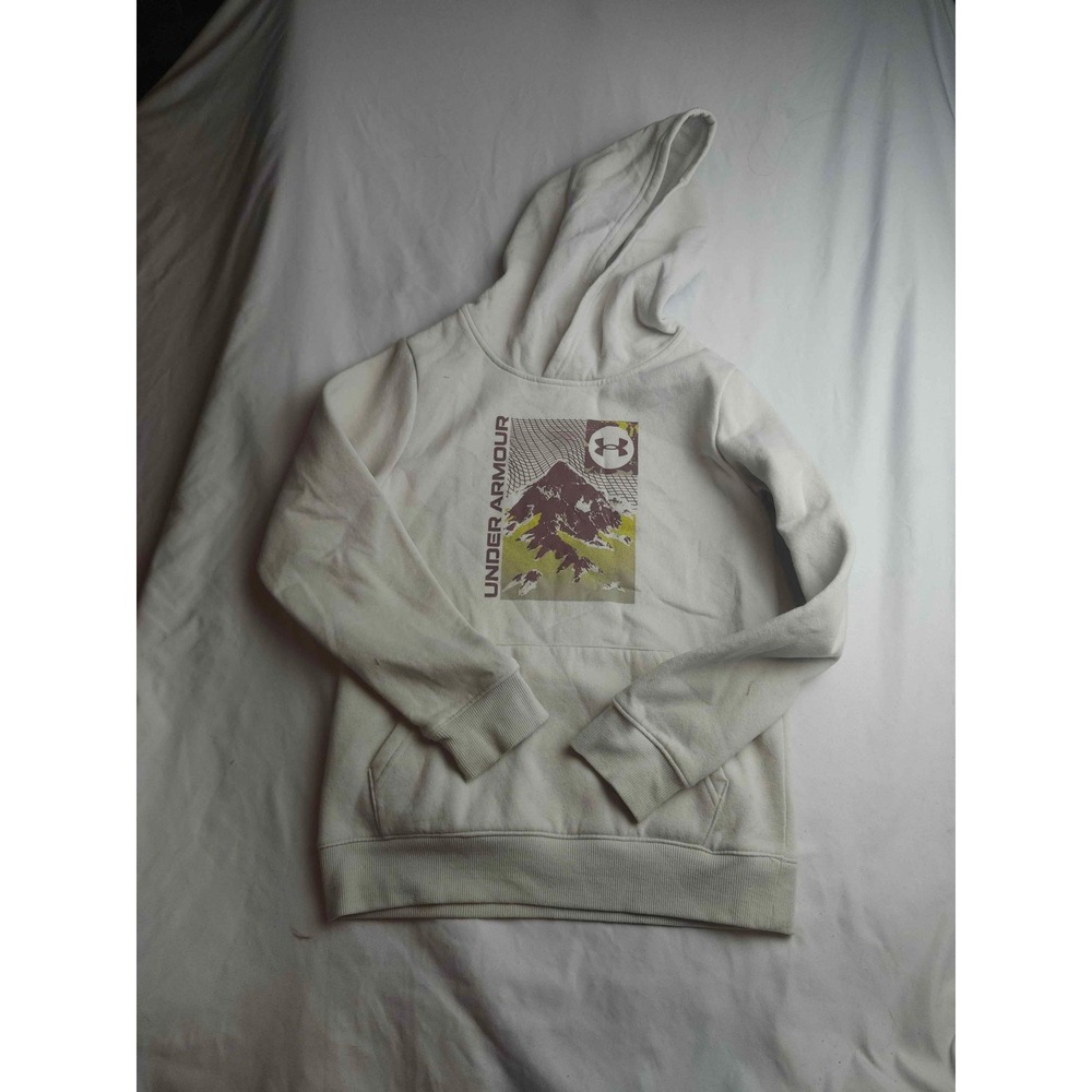 Under Armour Boys White Mountain Graphic Fleece Hoodie Sweatshirt Medium